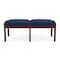Lesro Lenox Wood 2 Seat Bench Wood Frame, Walnut, MD Ink Upholstery LW2001 - alternate 1